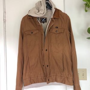 Mens vans brown tan hooded jacket medium M